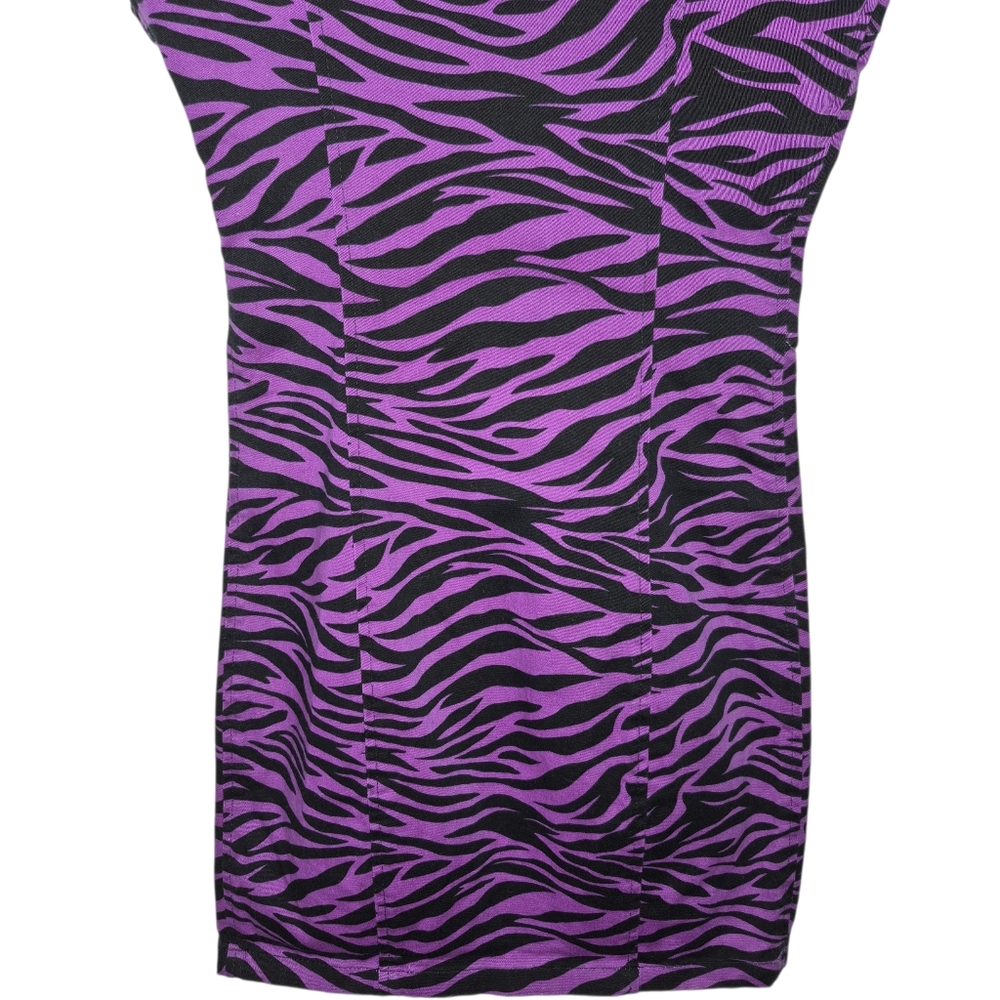 Switchblade Stiletto Purple Zebra Print Mini Dress Front Zipper and Buckle Small - Picture 9 of 11